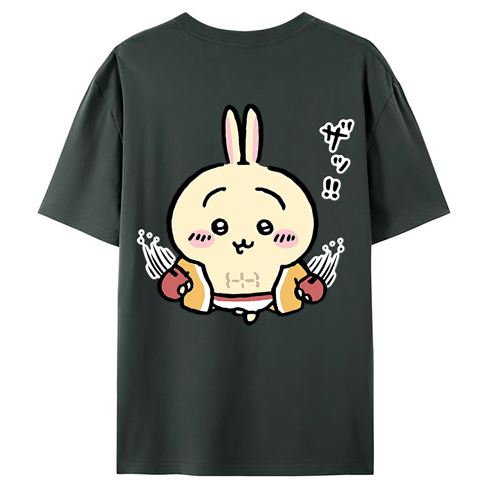 （画像用） ちいかわ うさぎ Chii-kawa usagi 綿100％ メンズ半袖Tシャツ（バックプリント） 通気性